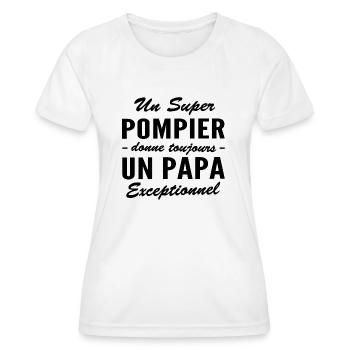 super pompier - papa exceptionnel - T-shirt sport Femme - blanc - Devant - AI Model Female 172 dark (172cm)