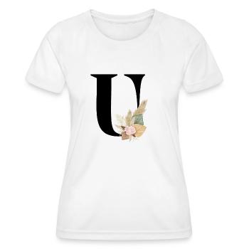 flowery letter U - Women's Functional T-Shirt - white - Front - AI Model Female 172 dark (172cm)