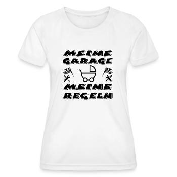Garage - Frauen Funktions-T-Shirt - Weiß - Vorne - AI Model Female 172 dark (172cm)