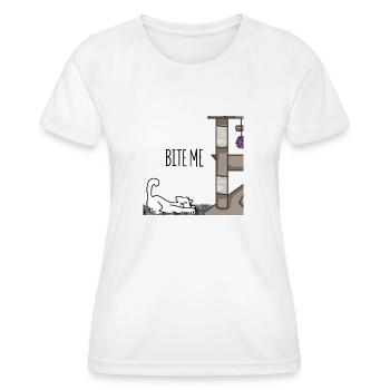 Bite Me! No scratching post - Women's Functional T-Shirt - white - Front - AI Model Female 172 dark (172cm)