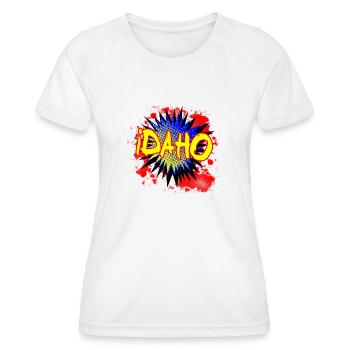 Exclamation comique de l’Idaho - T-shirt sport Femme - blanc - Devant - AI Model Female 172 dark (172cm)