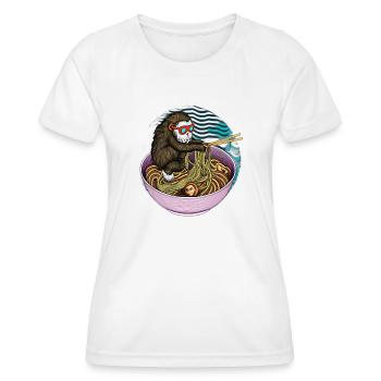 Cool Monkey apprécie le design vintage des nouilles ramen - T-shirt sport Femme - blanc - Devant - AI Model Female 172 dark (172cm)