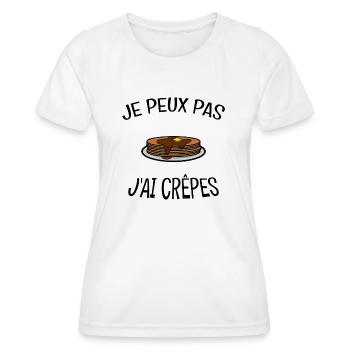 T-shirt Crêpes | Design Amusant | Achetez en POD - T-shirt sport Femme - blanc - Devant - AI Model Female 172 dark (172cm)