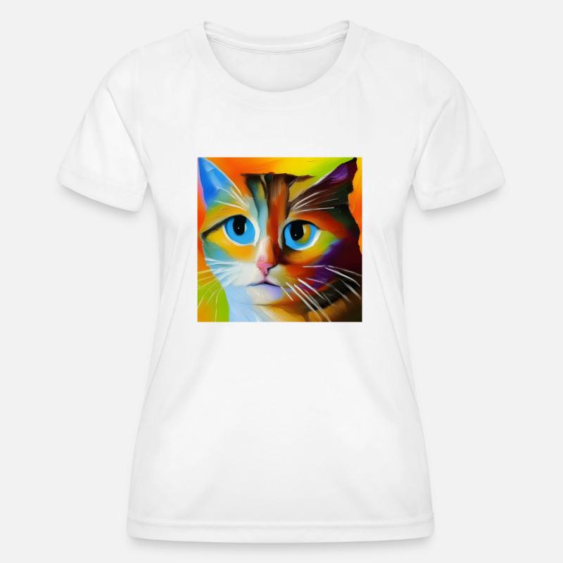 Abstract cat portrait - Women's Functional T-Shirt - white