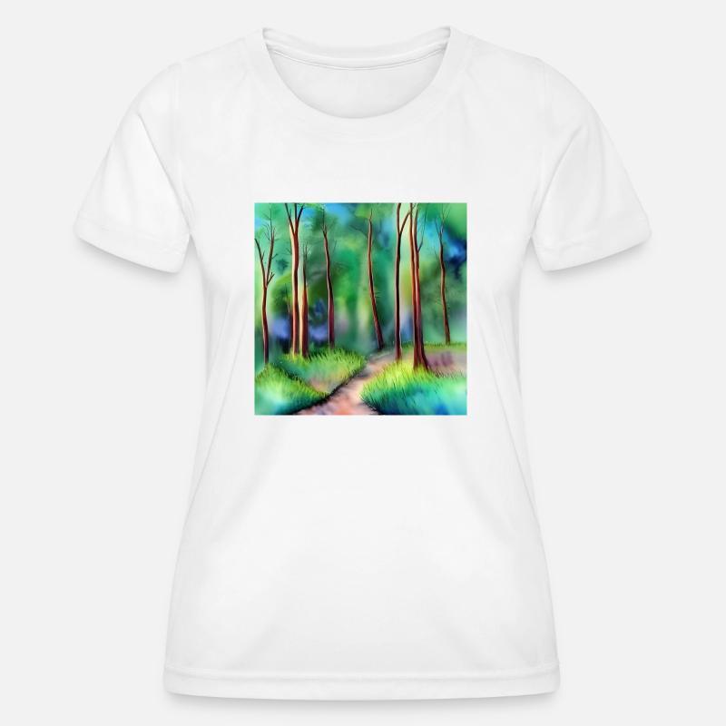 Watercolor Forest Road - Women's Functional T-Shirt - white