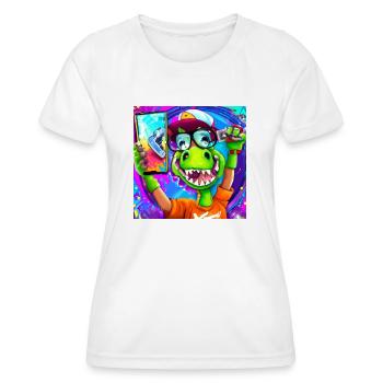 Cooler Dinosaurier macht Selfie V6 Geschenk - Frauen Funktions-T-Shirt - Weiß - Vorne - AI Model Female 172 dark (172cm)
