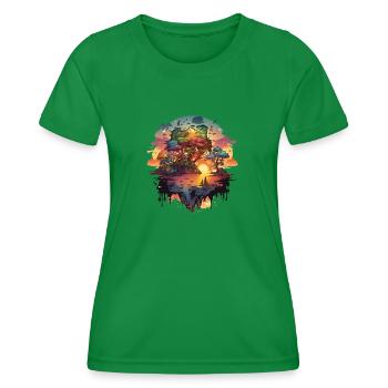 Waldmotiv - Wald - Insel - Logo - Frauen Funktions-T-Shirt - Kelly Green - Vorne - AI Model Female 172 dark (172cm)