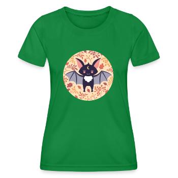 Bat with autumn pattern - Women's Functional T-Shirt - kelly green - Front - AI Model Female 172 dark (172cm)