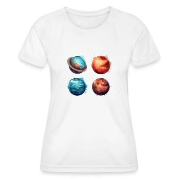 Le système cosmique - Planètes - T-shirt sport Femme - blanc - Devant - AI Model Female 172 dark (172cm)