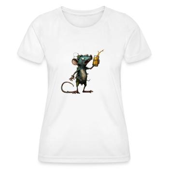 funny, crazy mouse with beer - Women's Functional T-Shirt - white - Front - AI Model Female 172 dark (172cm)
