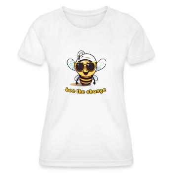bee the change - Frauen Funktions-T-Shirt - Weiß - Vorne - AI Model Female 172 dark (172cm)