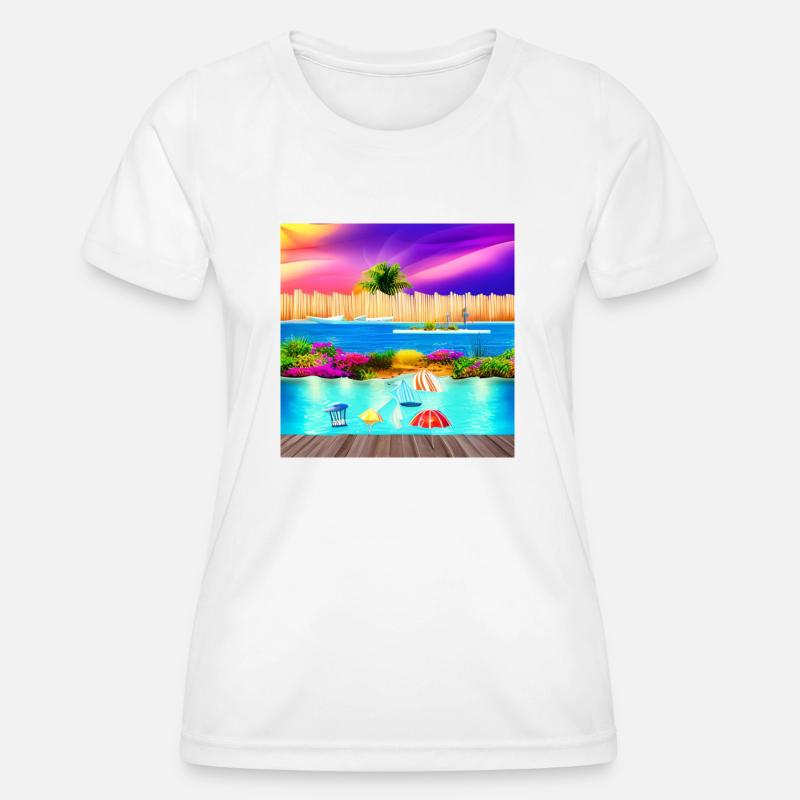 sunny vacation at sea side - Women's Functional T-Shirt - white