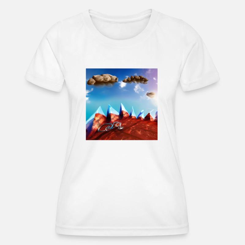 bicicle in the mountain with sunny sky and rocks - Women's Functional T-Shirt - white