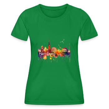 Hamburg ,skyline, stadt - Frauen Funktions-T-Shirt - Kelly Green - Vorne - AI Model Female 172 dark (172cm)