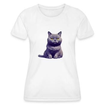 Cat British Shorthair Kitten Cat Cats - Women's Functional T-Shirt - white - Front - AI Model Female 172 dark (172cm)