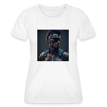 Future Cyberpunkt Warrior - Frauen Funktions-T-Shirt - Weiß - Vorne - AI Model Female 172 dark (172cm)