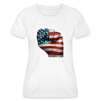 Drapeau américain peint sur un poing - USA - T-shirt sport Femme - blanc - Devant - AI Model Female 172 dark (172cm)