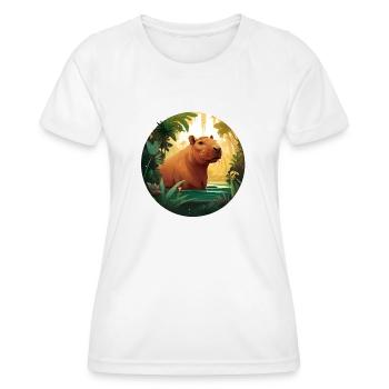Bathing Capybara - Women's Functional T-Shirt - white - Front - AI Model Female 172 dark (172cm)