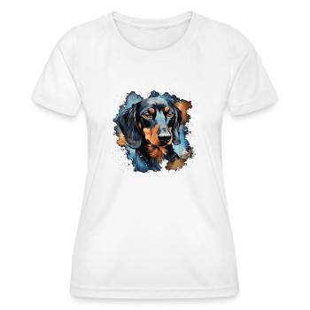 chien teckel - T-shirt sport Femme - blanc - Devant - AI Model Female 172 dark (172cm)