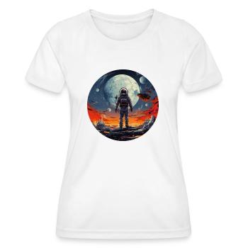Conception cool d’astronaute nerd lors de la sortie dans l’espace - T-shirt sport Femme - blanc - Devant - AI Model Female 172 dark (172cm)