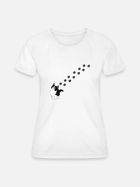 Katzenpfoten - Frauen Funktions-T-Shirt - Weiß