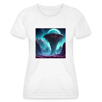 Episches außerirdisches Raumschiff auf einem fremden Planeten - Frauen Funktions-T-Shirt - Weiß - Vorne - AI Model Female 172 dark (172cm)