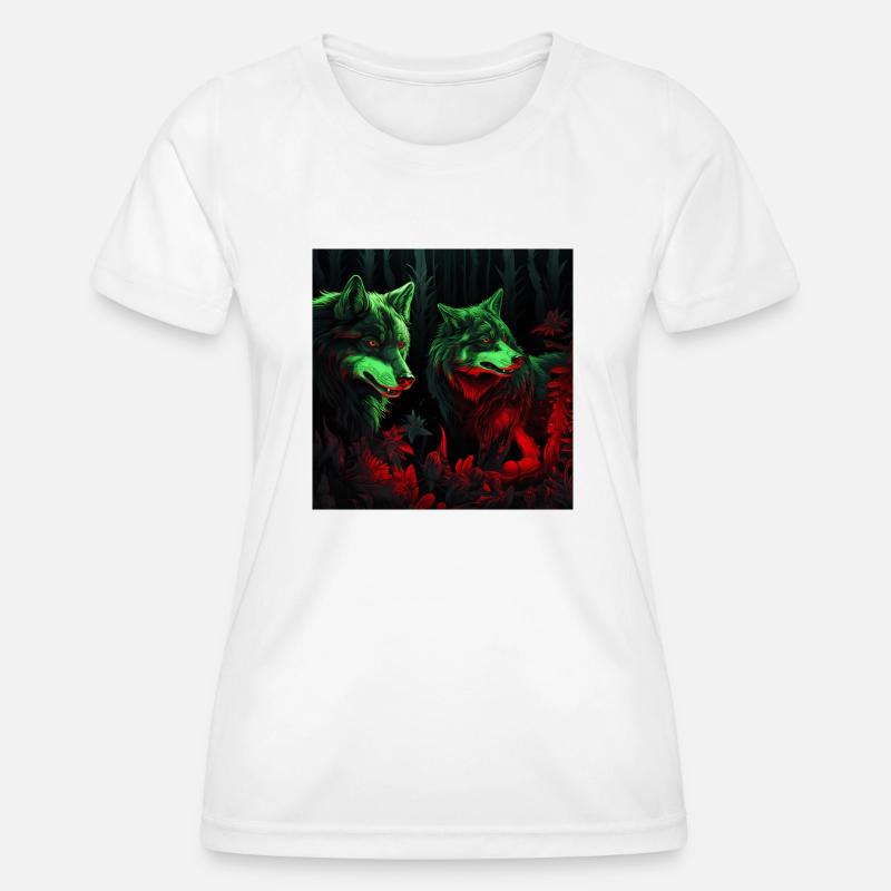 Neon style wolves - Women's Functional T-Shirt - white