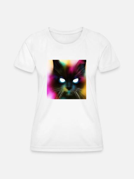 Creepy Cat - Frauen Funktions-T-Shirt - Weiß