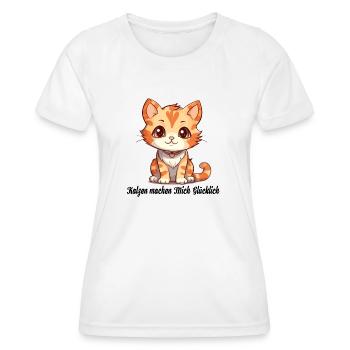 Katzen machen mich Glücklich - Frauen Funktions-T-Shirt - Weiß - Vorne - AI Model Female 172 dark (172cm)