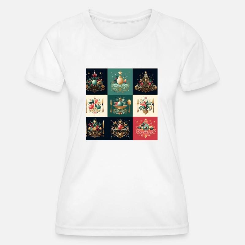 christmas tablecloth - Women's Functional T-Shirt - white
