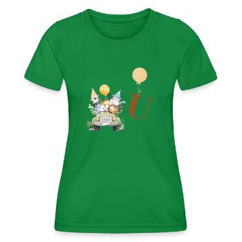 Letter U Safari - Women's Functional T-Shirt - kelly green - Front - AI Model Female 172 dark (172cm)