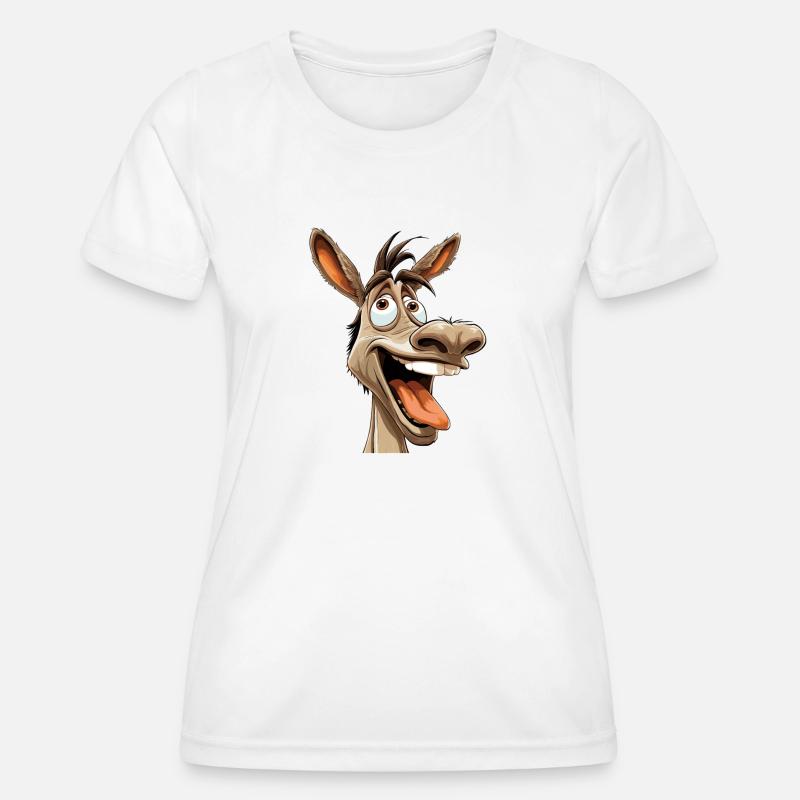 Crazy Donkey Comic Motif - Crazy Cool Donkey - Women's Functional T-Shirt - white
