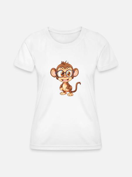 Affe mit Brille - Frauen Funktions-T-Shirt - Weiß