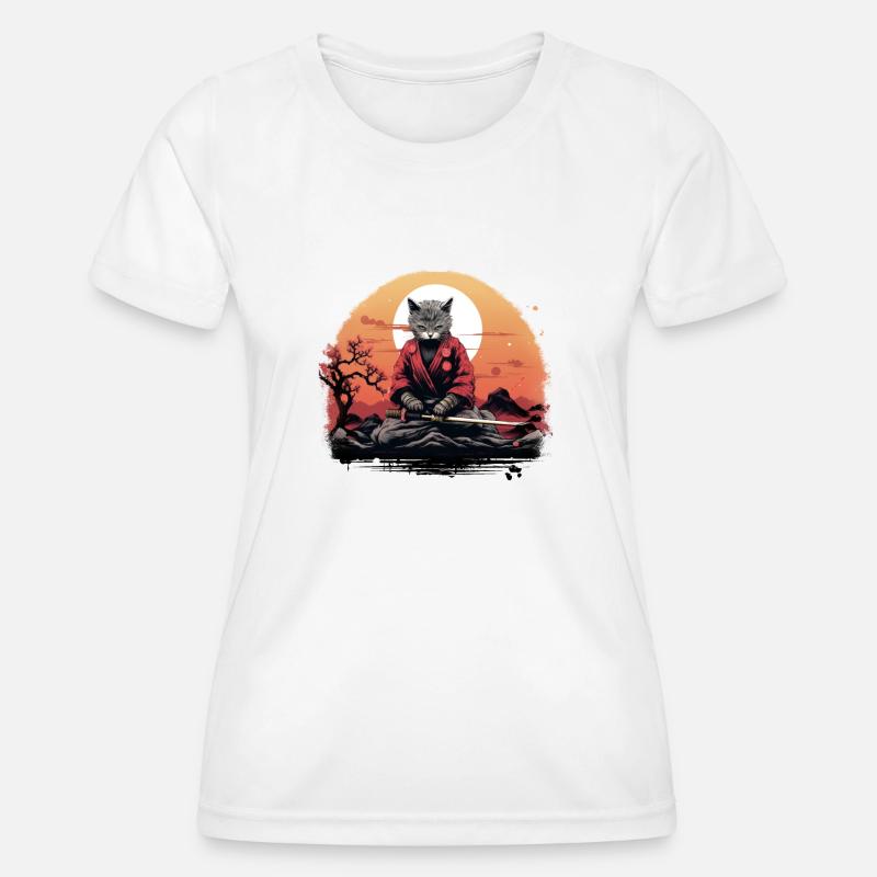 Sakura cat - Women's Functional T-Shirt - white