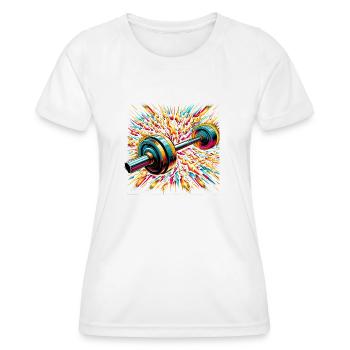 Energetische Hantelscheiben: Explosive Fitness - Frauen Funktions-T-Shirt - Weiß - Vorne - AI Model Female 172 dark (172cm)