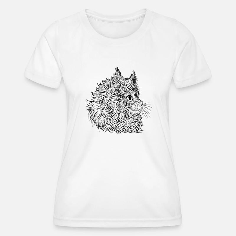 Cat lineart - Women's Functional T-Shirt - white