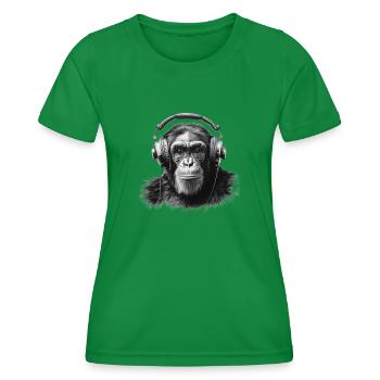 Chimpanzé avec écouteurs - T-shirt sport Femme - vert - Devant - AI Model Female 172 dark (172cm)