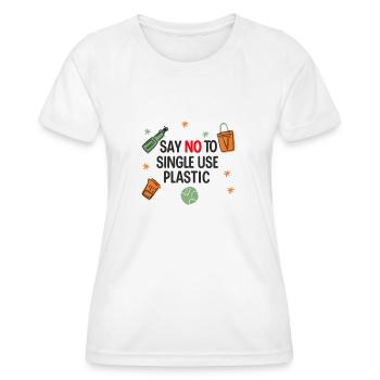 NO plastic - Women's Functional T-Shirt - white - Front - AI Model Female 172 dark (172cm)