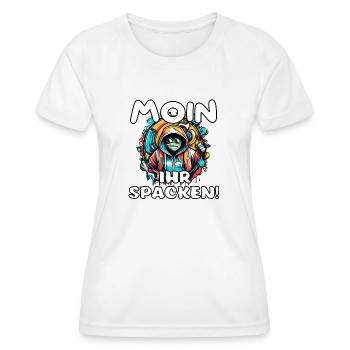 Moin ihr Spacken Norddeutsche Sprüche - Frauen Funktions-T-Shirt - Weiß - Vorne - AI Model Female 172 dark (172cm)