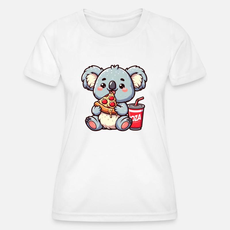 Cute Koala Bear Eats Pizza - Women's Functional T-Shirt - white