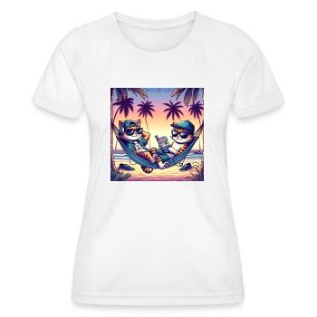 Gato Loco Surf Cats Hamac Chats dans Hamac - T-shirt sport Femme - blanc - Devant - AI Model Female 172 dark (172cm)