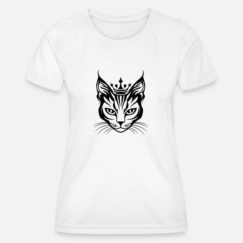 Cat with a very small crown - Women's Functional T-Shirt - white