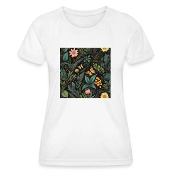 butterfly's in foliage #butterfly #flowers - Women's Functional T-Shirt - white - Front - AI Model Female 172 dark (172cm)