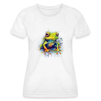 Grenouille colorée - T-shirt sport Femme - blanc - Devant - AI Model Female 172 dark (172cm)