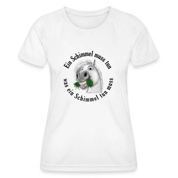 Pummelpony Nimmersatt Schimmel - Frauen Funktions-T-Shirt - Weiß - Vorne - AI Model Female 172 dark (172cm)