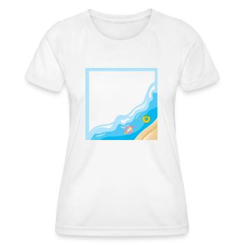 Summer beach with a person swimming - Women's Functional T-Shirt - white - Front - AI Model Female 172 dark (172cm)
