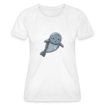 Süße Lächelnde Robbe Im Wasser - Frauen Funktions-T-Shirt - Weiß - Vorne - AI Model Female 172 dark (172cm)