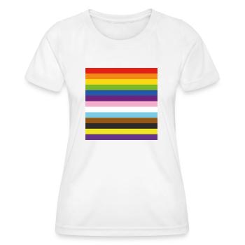 Inklusive Pride-Flaggenstreifen - Frauen Funktions-T-Shirt - Weiß - Vorne - AI Model Female 172 dark (172cm)