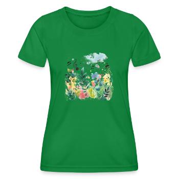 Plantes et musique - Impression de mode de haute qualité - T-shirt sport Femme - vert - Devant - AI Model Female 172 dark (172cm)