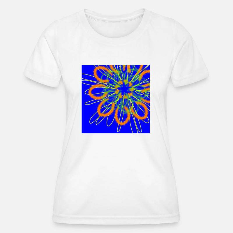 Abstract flower on blue background - Women's Functional T-Shirt - white